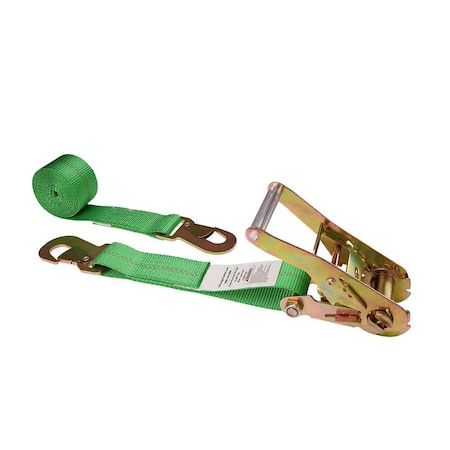 Us Cargo Control 2" x 12' Green Car Tie Down Strap w/ Flat Snap Hooks 5112FSH-GRN